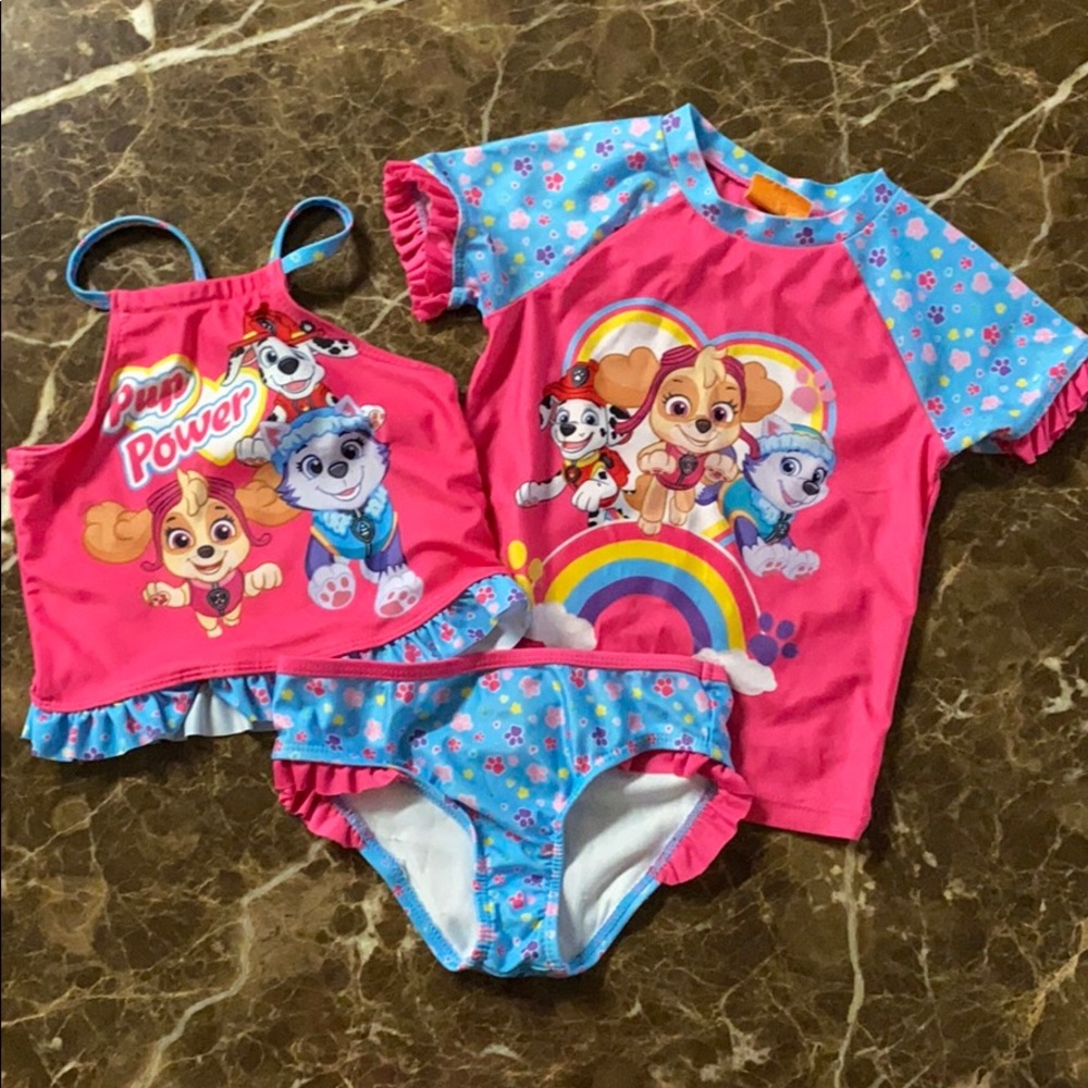 Paw Patrol Skye three piece swim suit. 4T